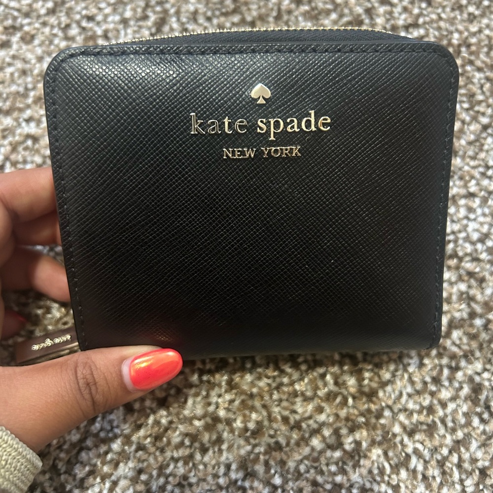 Kate Spade Black Leather Wallet with Gold Logo